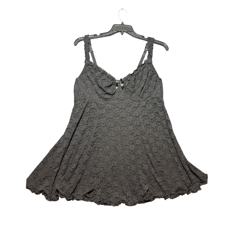Torrid Babydoll Lingerie Women 3 Black Lace Ruffle Bow 10206841